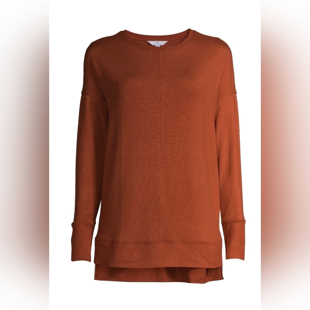 Time and Tru NEW Women’s Crewneck Long Sleeve Tunic Sweatshirt - Brown